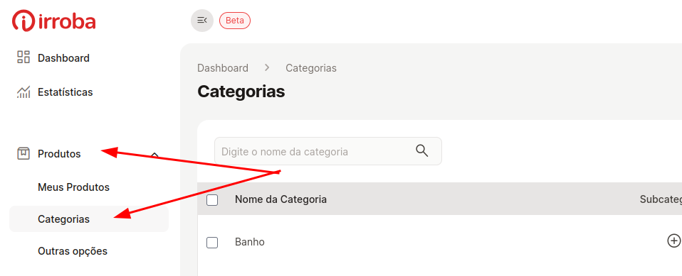 Cadastro de Sub Categorias - Novo Painel