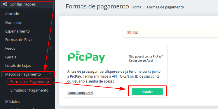 Integração: Método de Pagamento Picpay