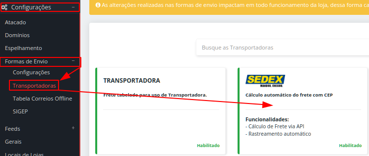 Configurando o PAC e SEDEX