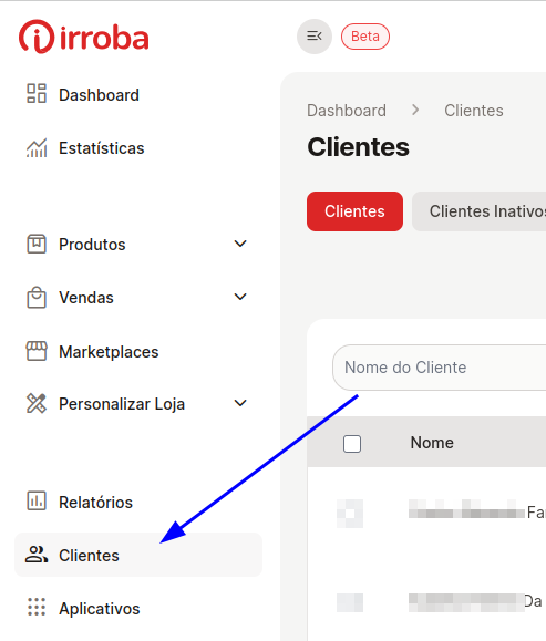 Página de Clientes - Novo painel